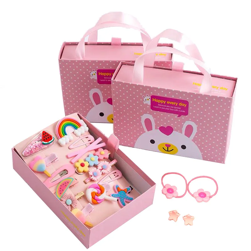 New style girl accessories kids lovely hair clips and hair ties gift box fashion Kids hair  Accessories Set