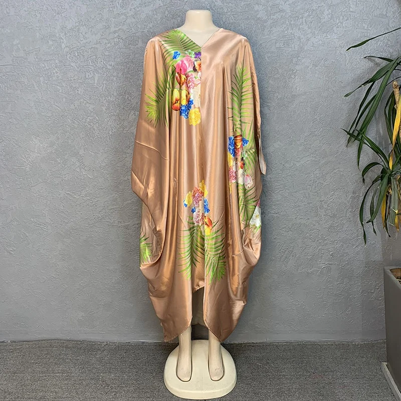 new arrival butterfly abaya african duanas kitenge Artificial silk casual orange abaya