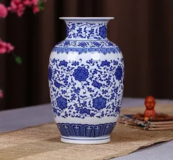 Wholesale Vintage Chinese Style Home Decor Blue And White Porcelain Ceramic Vase
