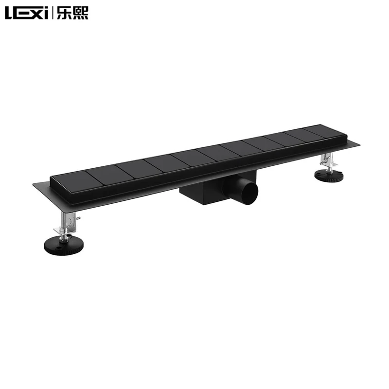 Bathroom Kitchen Stainless Steel 304 Brushed Finish Linear Shower Channel Floor Drain Grate With Horizontal Outlet