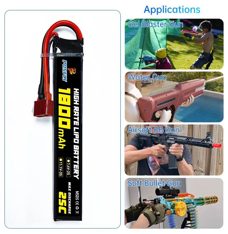 Аккумуляторная батарея PONFLY Airsoft 11 1 В 7 4 1800 мАч 2S 3S 25C