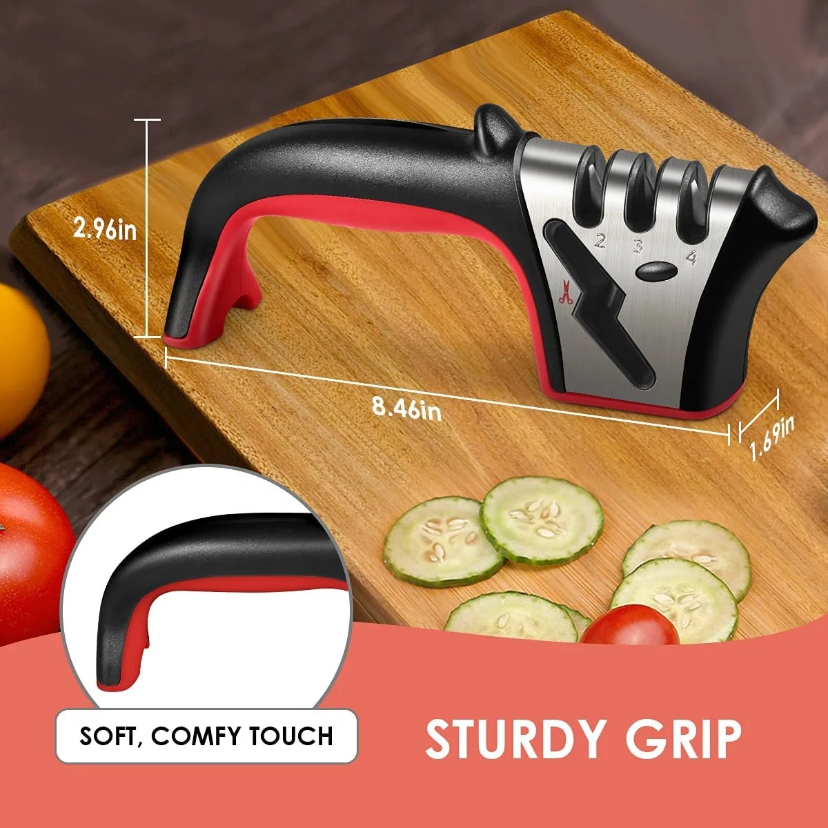 Fast Knife Sharpener 4-in-1 Kitchen Knife Accessories Easy Sharpening 4-Stage Kitchen Sharpener Helps Repair Restore and Polish