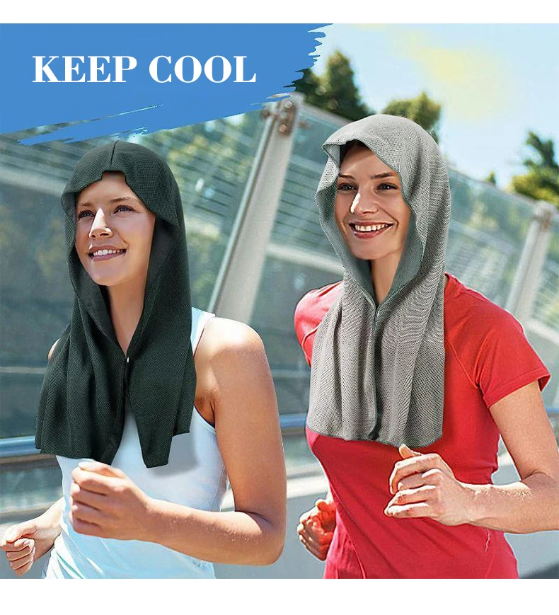 Custom Logo Instant Quick-Dry PVA Neck & Face Wrap Sports Fitness Gym Yoga Outdoor Activities Ice Cooling Hoodie Towel
