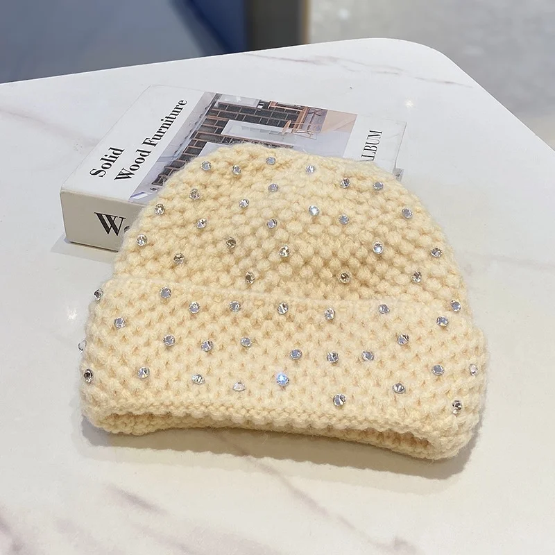 Bling Shining Women Beanie 5 Colors Luxury Winter Hats For Girl Ladies Christmas Fitted Designer Knitted Outfits Tops