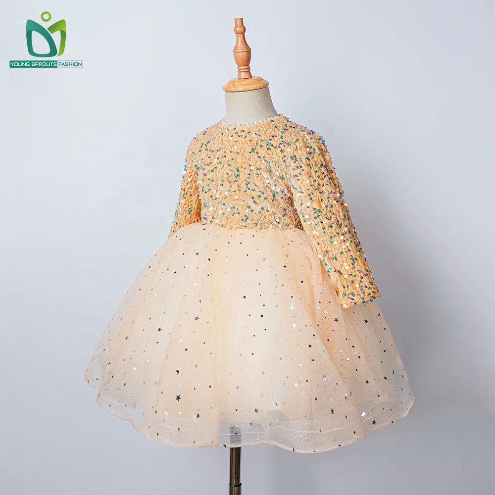 Teenage Girl Yellow Dress Prom Kids Royal Fashion Girls Dresses