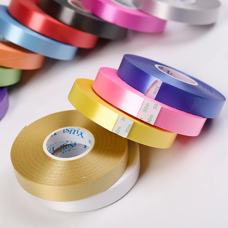 Wholesale 1.2cm*30m Plastic Balloon PP Color Ribbon for Wedding Birthday Party All Festivals Balloon Ribbon Supplies