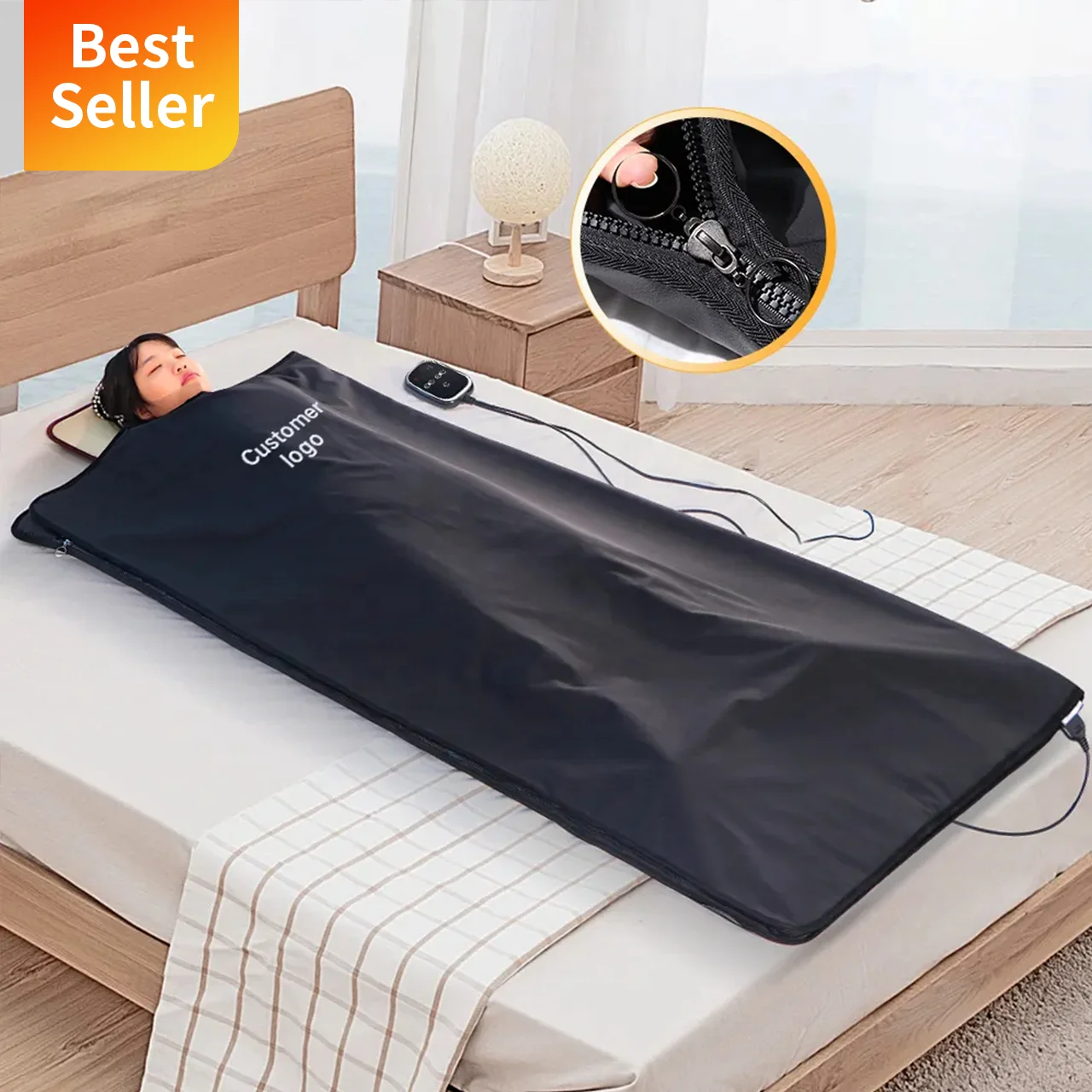Customizable hottest infrarouge sauna blanket therapy zip up infrared sauna blanket for home spa body relax