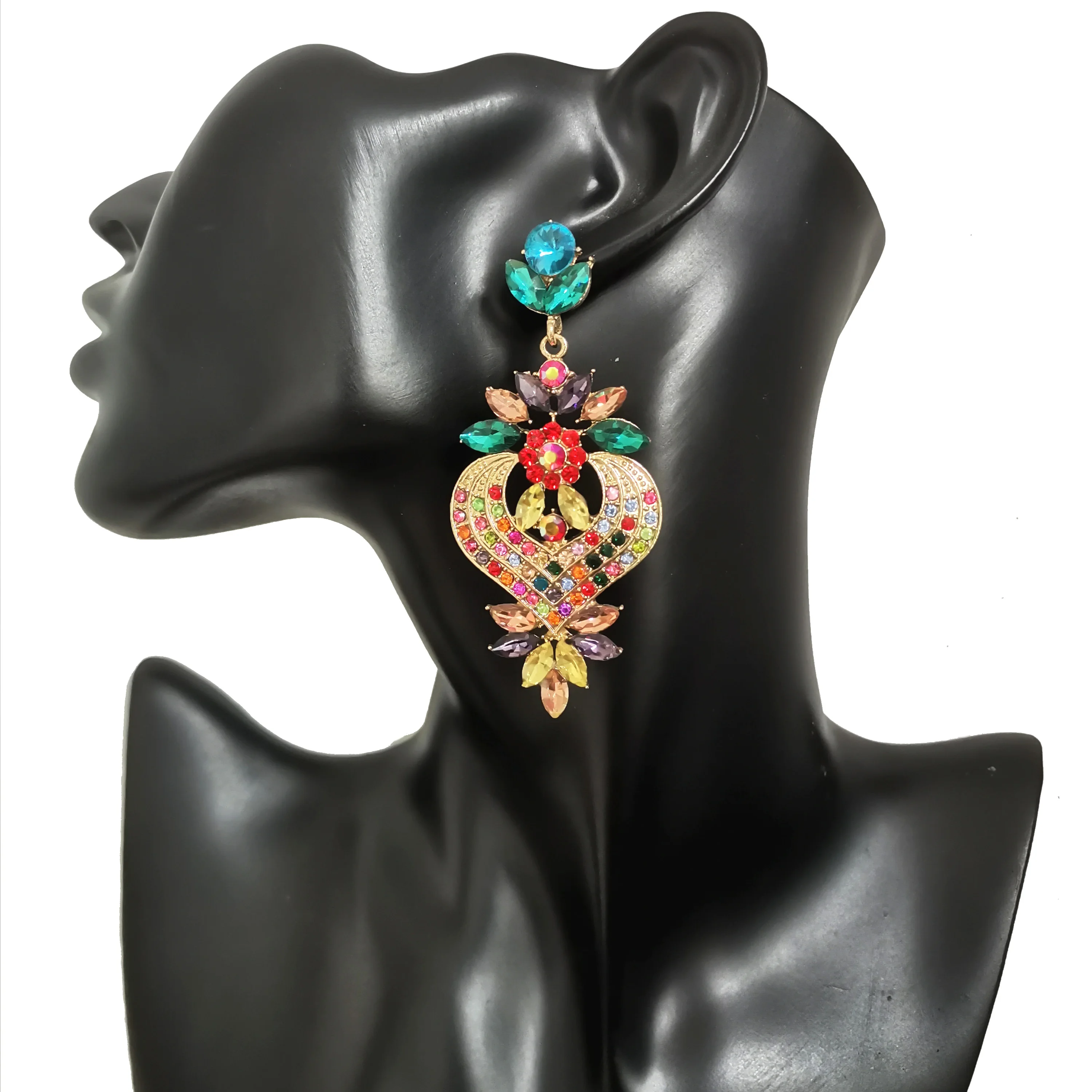 New Trendy Boho Multi Color Crystal Dangle earrings For Women Luxury Rhinestone Drop statement earring Jewelry