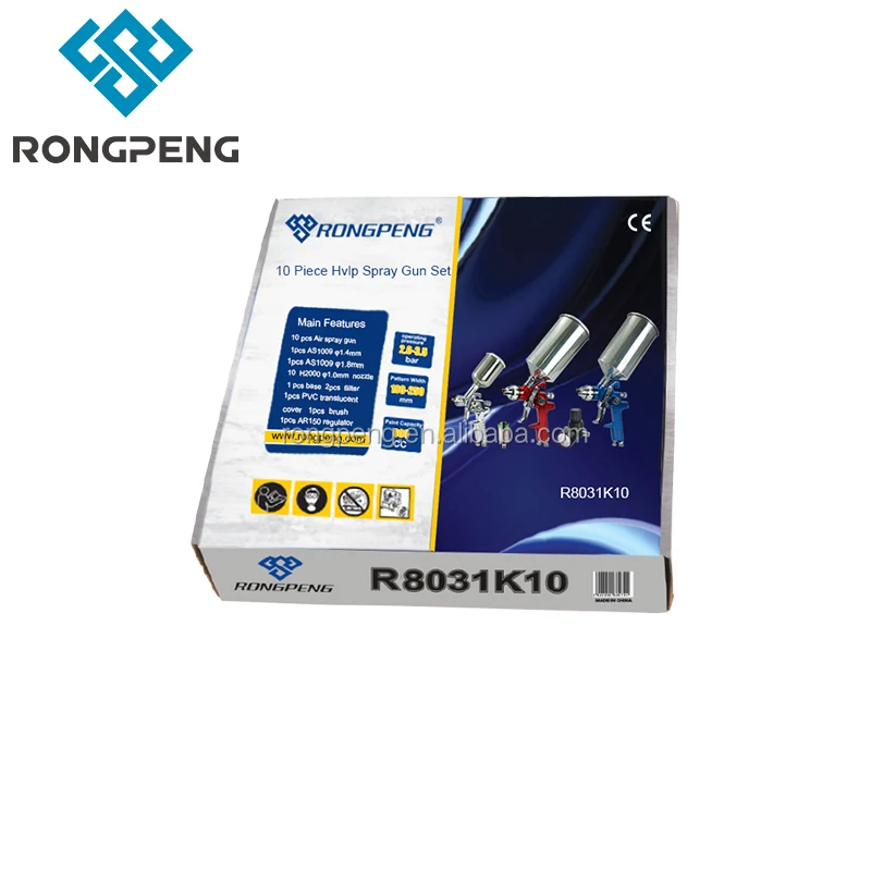 R8031K10 RongPeng гравитационная подача HVLP распылитель комплект Sets10-piece с 3-секционным
