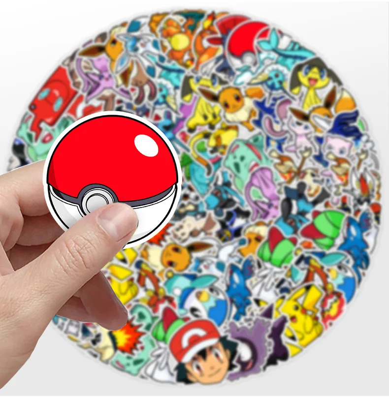 50Pcs Child Fond Anime Pokemo Graffiti Stickers Decorative Label For Luggage Laptop Guitar Helmet Skateboard Waterproof Sticker
