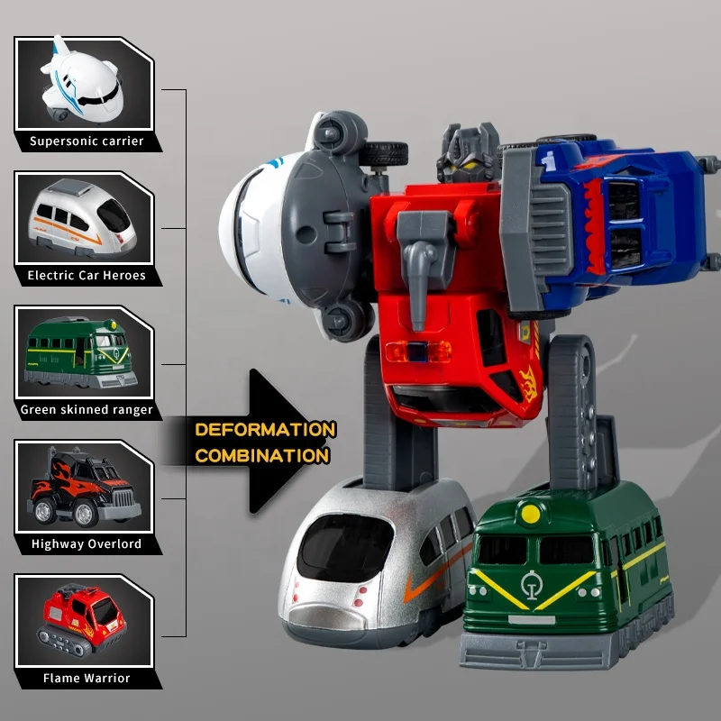 Optimus toy transfiguration machine 5 in 1 combination vehicle diecast changeable robot toys for kids