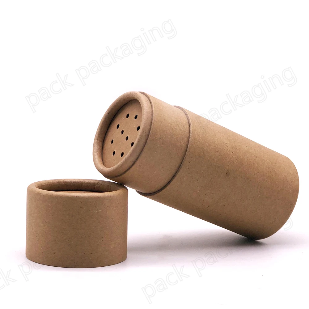 custom round cosmetic box cardboard paper tube powder packs spice containers packaging carton case kraft tube with lid