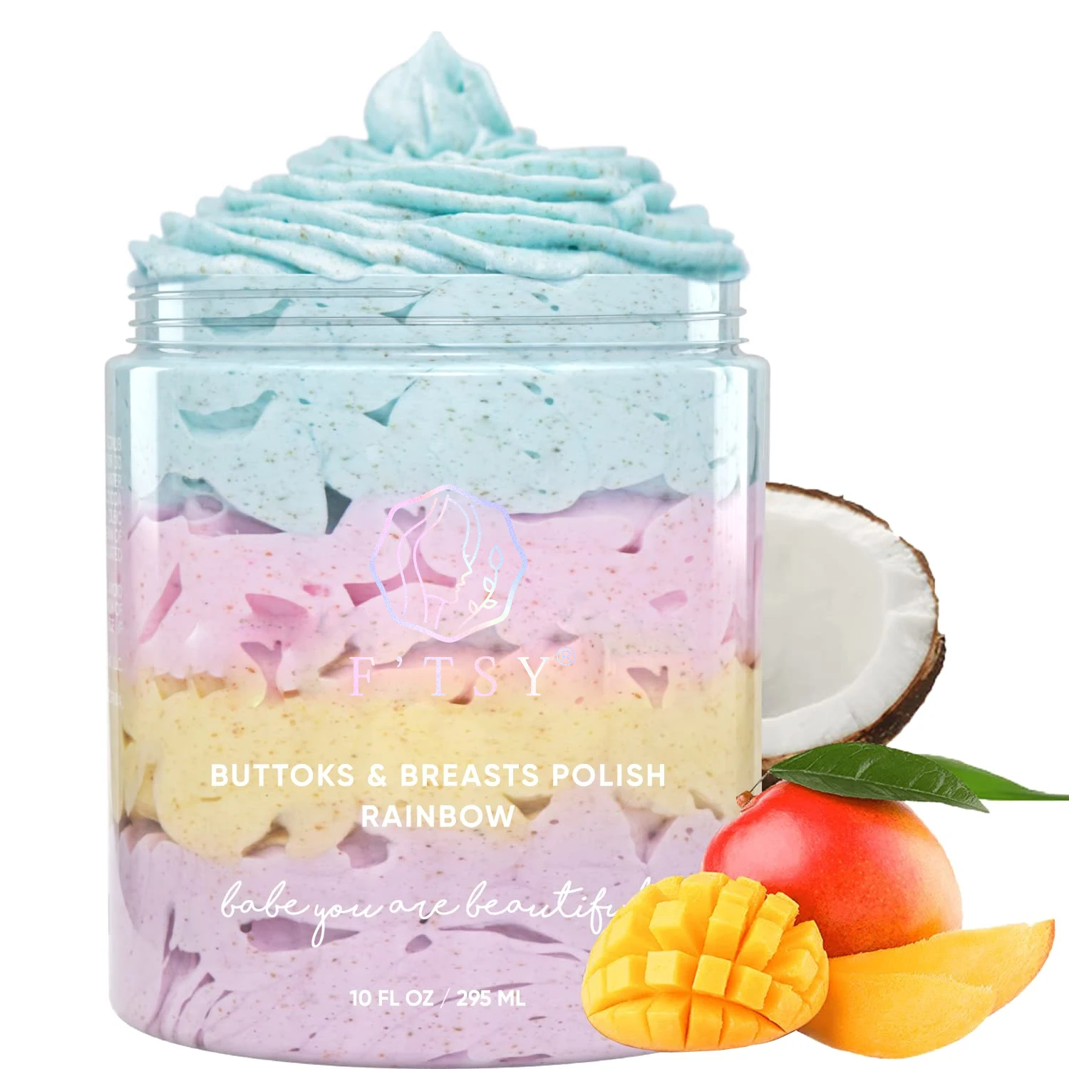 Custom Logo Natural Colorful Fruit Body Scrub Exfoliating Whitening Organic Mango Peach Coconut Body Scrub