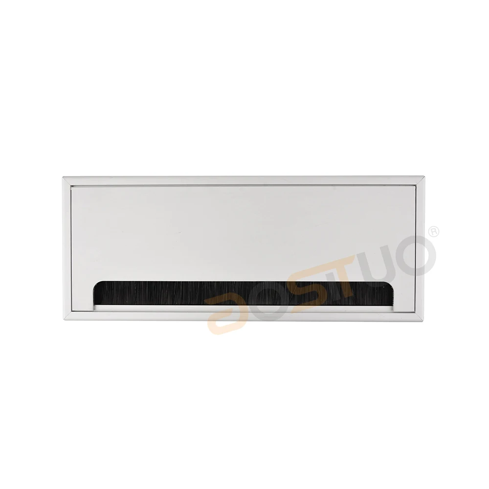 Customized size aluminum flip up wire organizer box tabletop rectangular cable grommet for office workstation