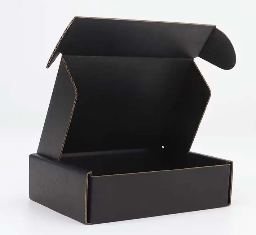 Custom Stock Hot-sales Logo Black Shipping Paper Boxes For Corrugated Mailer Cardboard Boxes For Packaging Gift Boxes