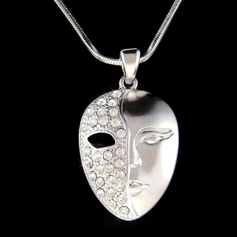 Unisex Men Women Jewelry Phantom Of The Opera Necklace Crystal Broadway Masquerade Mask Theater Play Drama Charm Necklace