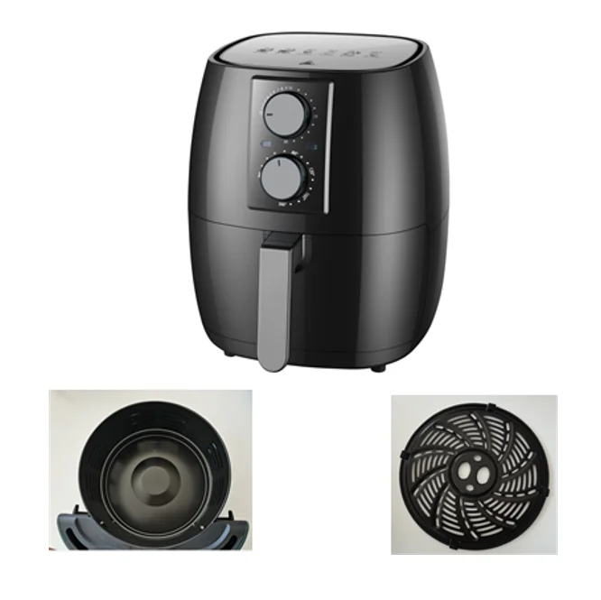 Adjustable Time And Temperature Fry With 98% Less Oil Family Size 4.7-Quart Black Air Fryer