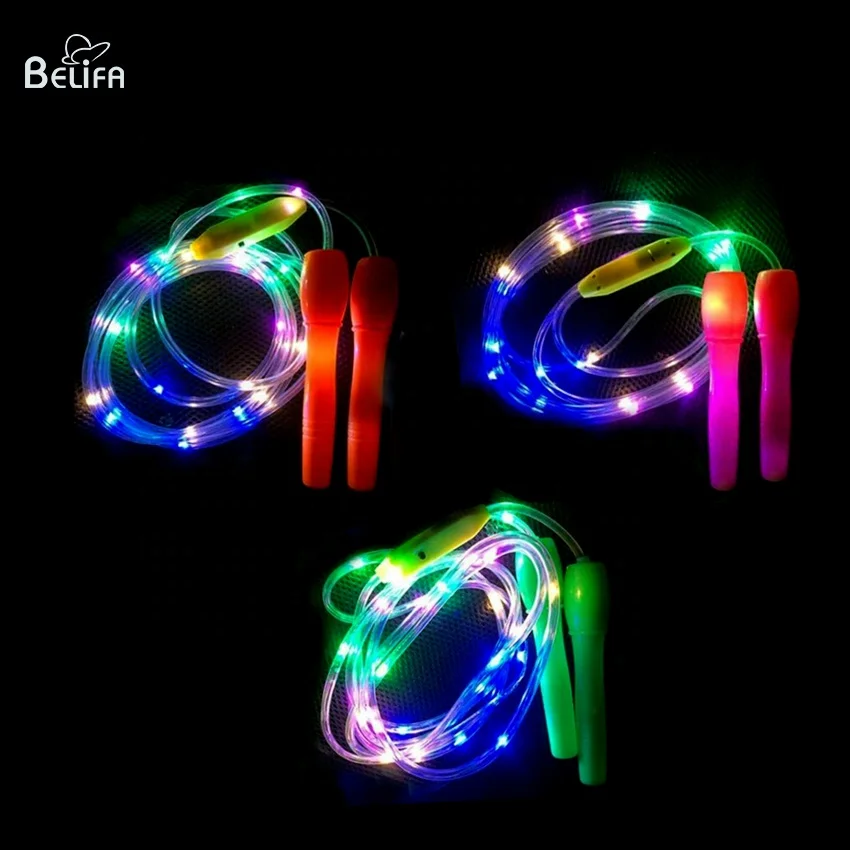 Multi-Color led flashing light up children skipping rope for kids girls boys adults pvc jump rope with light