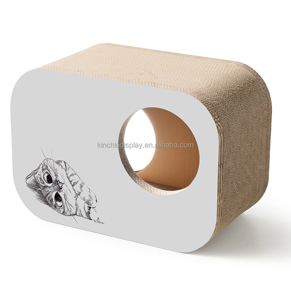New Design Cat Condo Playing Sleeping Rectangle cat scratcher corrugated paper cardboard house cat