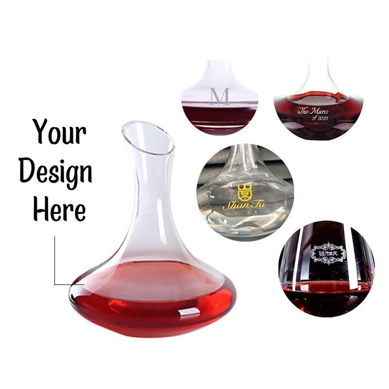 1500ml Custom logo Shape Hand Blown Luxury Red Wine glass Decanters Freely Sample Wholesale Clear Glass with Handle