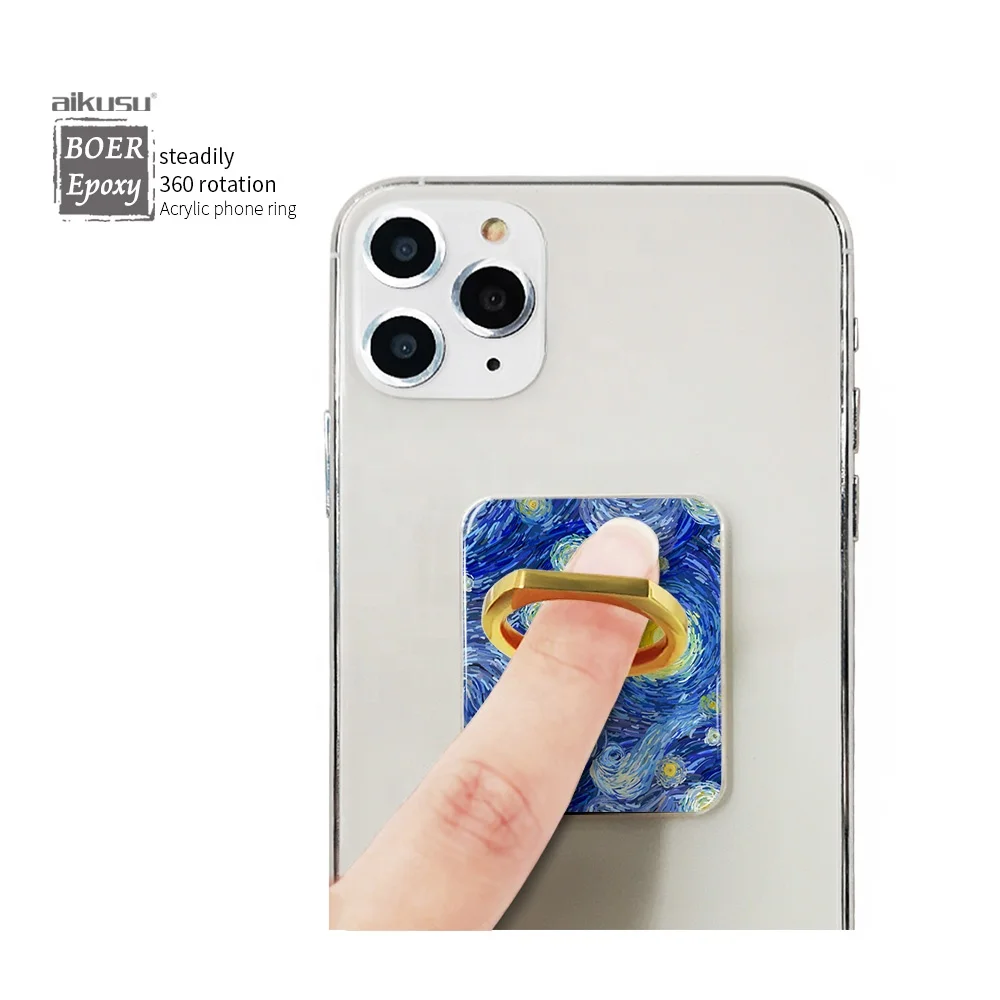 
Acrylic Phone ring stand plastic phone holder custom design epoxy phone ring reusable adhesive 