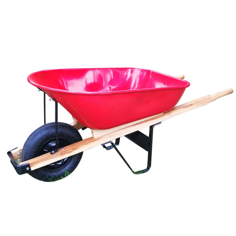 100L capacity big wooden handle heavy duty wheelbarrow
