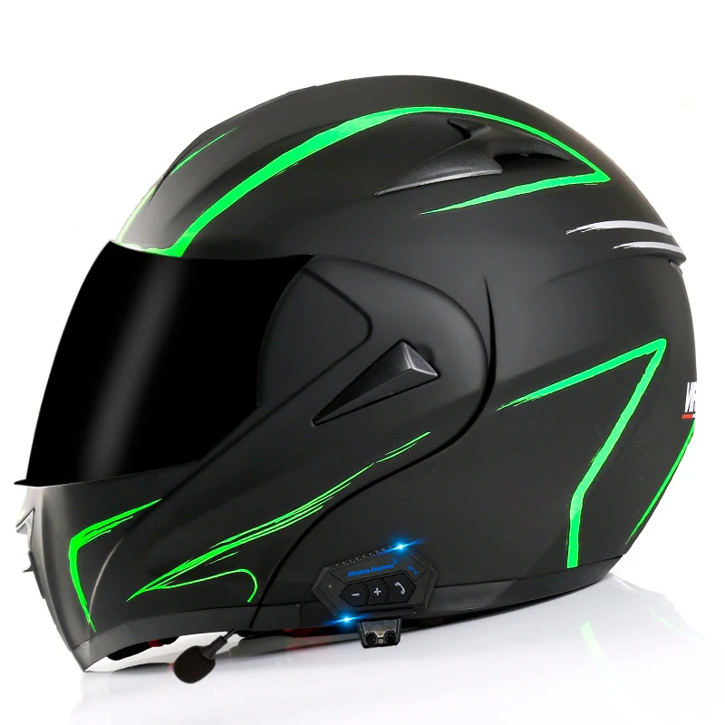 blue tooth sub-green lightning tea mirror  motorcycle helmet  wholesale motorcycle helmets offroad racing motorcycle helmet