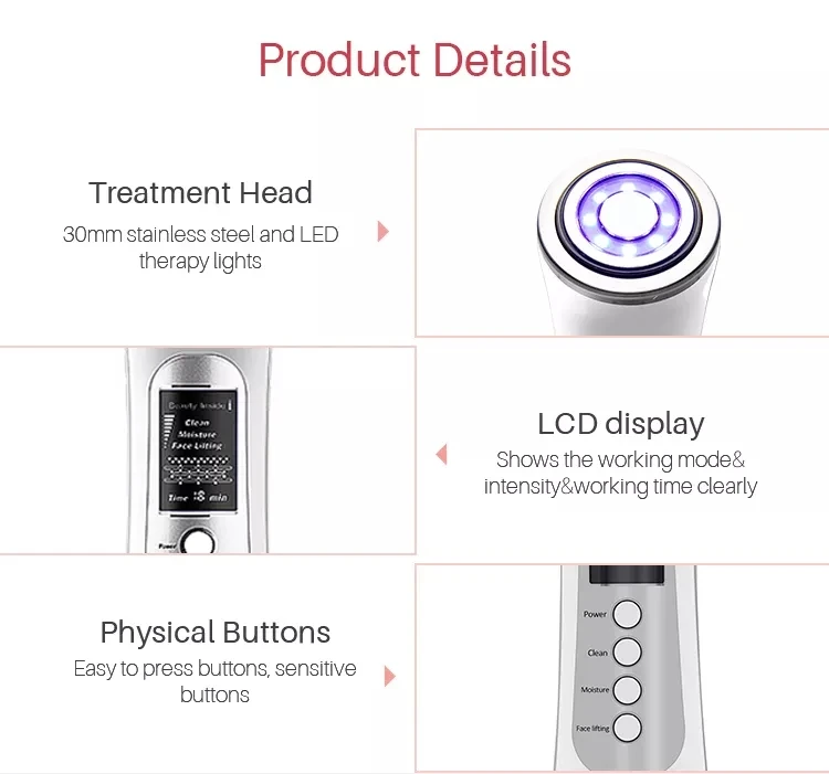 Wrinkle Removal Skin Care Beauty Device Facial Massager Face Slimming EMS LED Beauty Machine