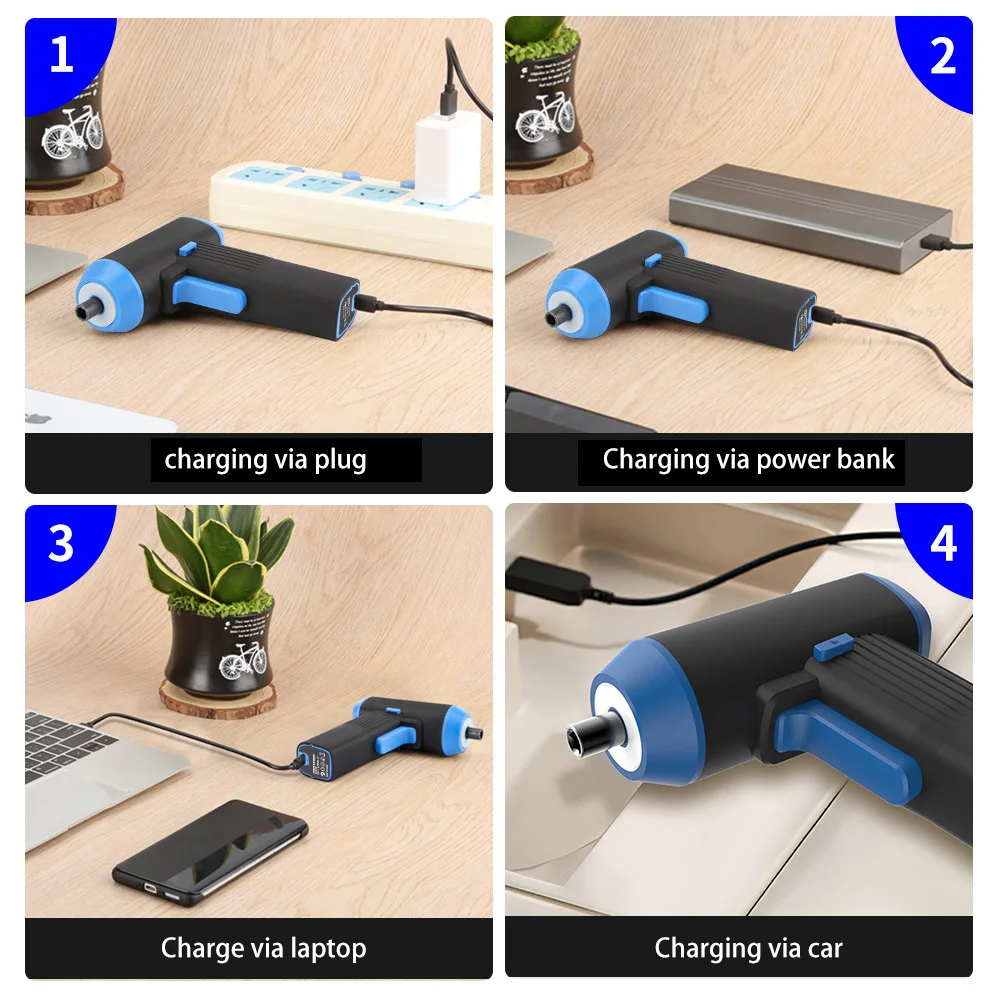Home office with USB Rechargeable screwdriver 6V Mini portable Electric cordless screwdriver kit Electric driver