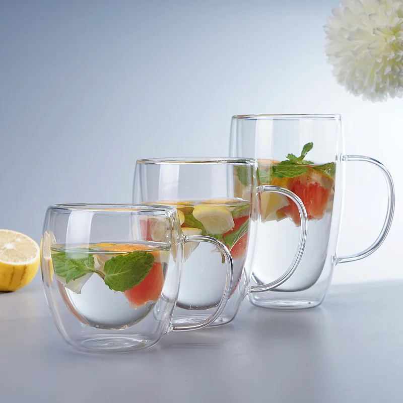 
Wholesale Double Walled Glass Coffee Cups16oz Sicilia Collection, Tall Insulated Mugs for Espresso, Latte, Cappuccino, Tea 