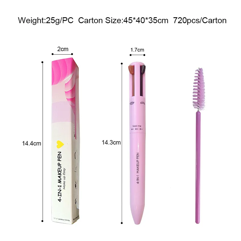 Beauty Versatile Touch Up 4-in-1 Makeup Multicolor Eyebrow Pencil Eyeliner Highlight Lip Liner 4 In One Makeup Pen