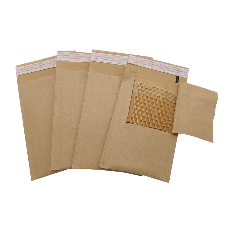 100% Recycled Biodegradable Kraft Paper Cushioning Protected Padded Envelopes Natural Honeycomb Padded Envelopes