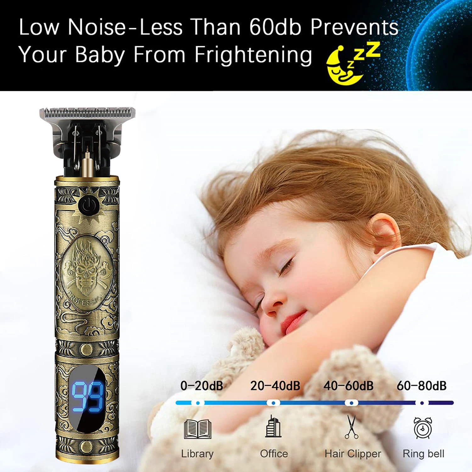 LCD Display Professional Rechargeable Cordless 10W 1500mA Salon Barber Hair Cut Machine T Type Sharp Cutter Head Hair Clipper