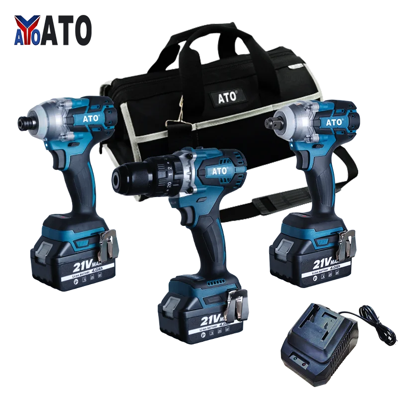 ATO  Power Tools N in one hotsale Soft Handle 3.0Ah 4.0Ah 5.0Ah 21V makita 20 piece combo kit