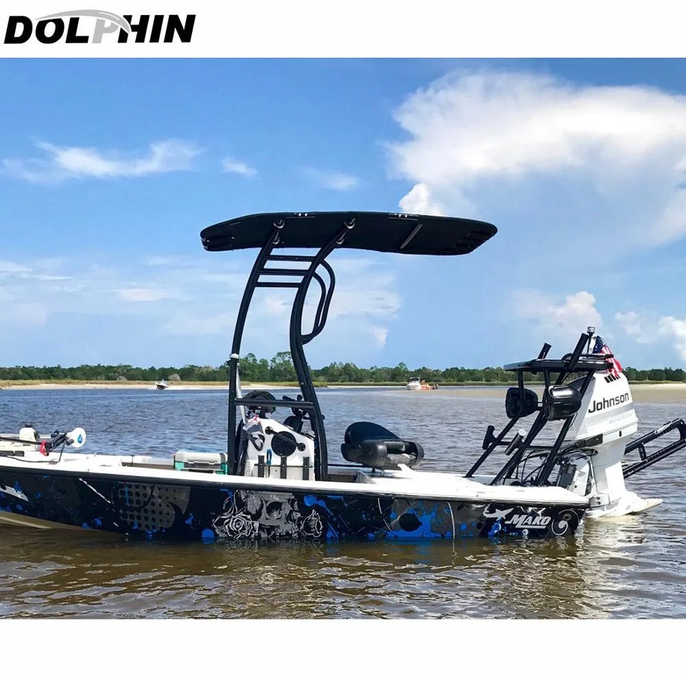  Алюминиевый T-образный верх для лодки Dolphin Pro2 черная рамка с черным навесом шлюпочный