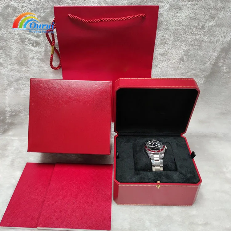 Wholesale custom high-end luxury gift box travel case containing tote bag flip leather red brand watch case