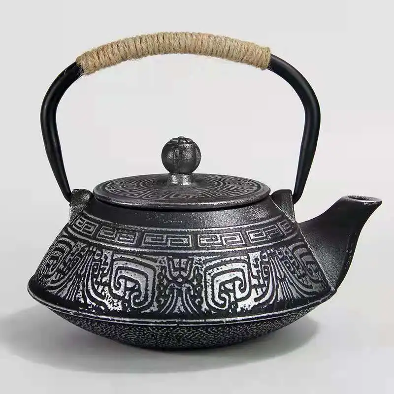 Black/Red 800Ml Chinese Antique Wholesale Cast Iron Teapots Kettle With Infuser And Handle