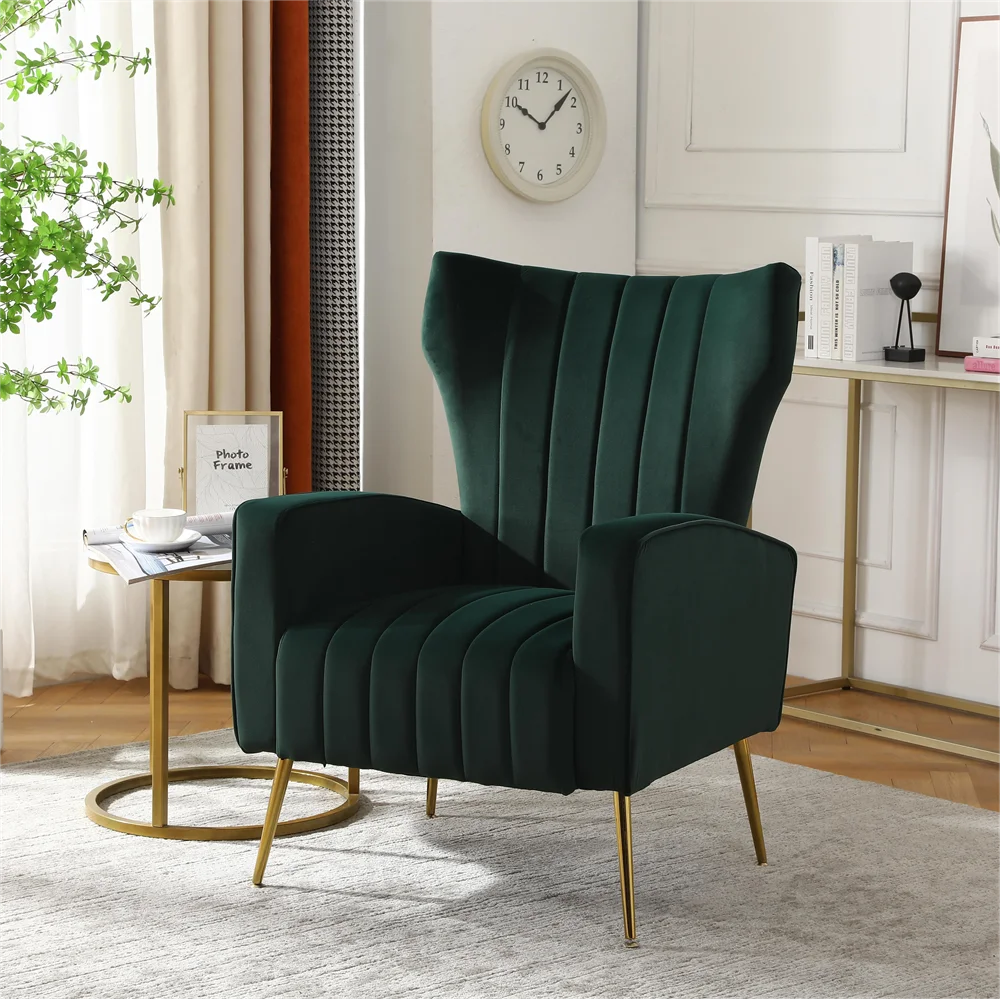 Wing Back Armchair Fabric  Fireside Accent Chair for Living Room Bedroom Reception Contemporary