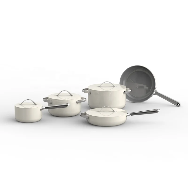 Custom White Coated Saucepan Kitchen Cooking Diecasting Aluminium Nonstick Cookware Sets