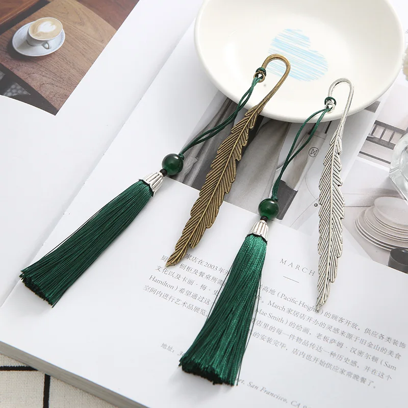 New Europe And The United States Retro Tassel Pendant Metal Bookmark Creative Floral Leaves Alloy Tassel For Bookmark