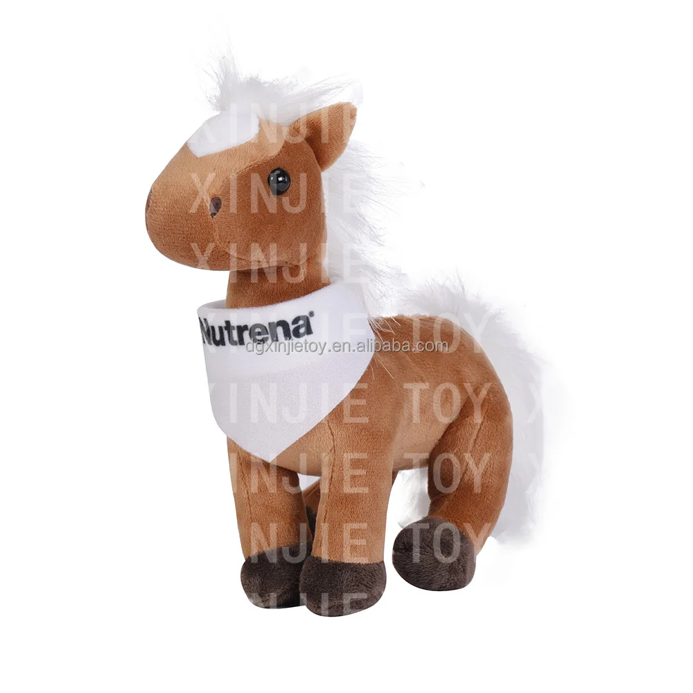 New product idea Long white hair horse stuffed animal toy Plush horse toy with plastic eyes Brown horse soft toys