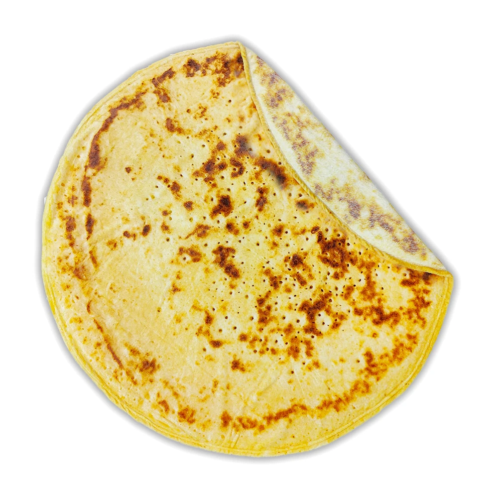 Soft and warm custom LOGO Printing Sublimation Double sides printing flannel fleece tortilla throw round buritto Pizza blanket