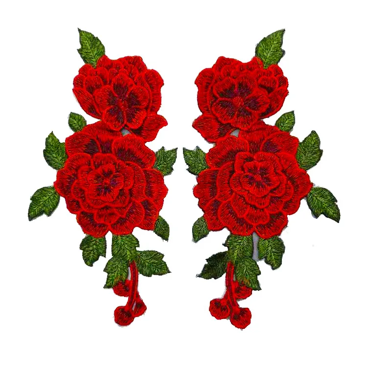 Clothing accessories embroidery lace three-dimensional glass gauze paste color one pair of flowers high-density Sew-on Patches