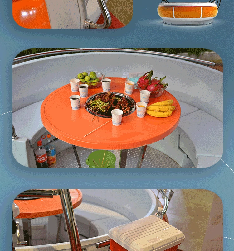 China new type best family pontoon boat bbq Donut Boats