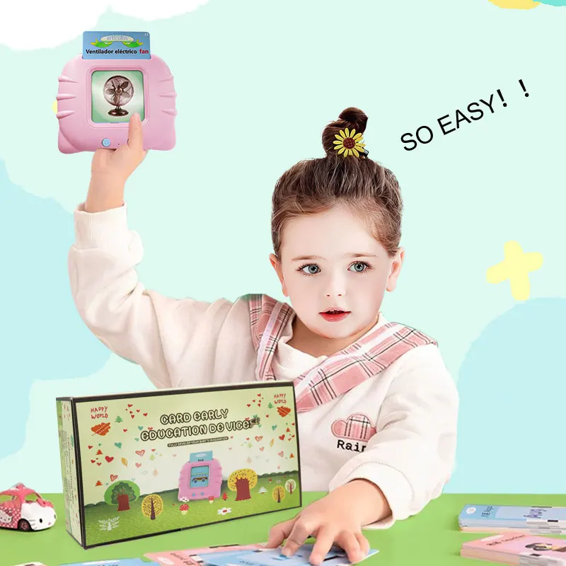 112 Pcs Cards 224 Words Enlightenment Toy  Spanish & English Talking Flash Cards Customized Boys Girls 2- 6 years Voiced Early