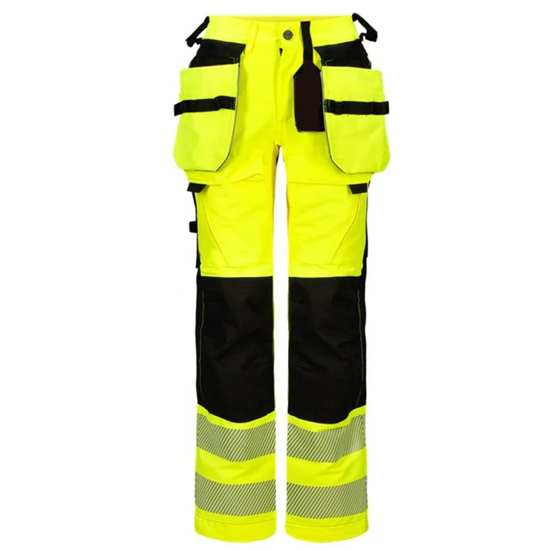 Hi-Vis Stretch Trousers for Women Airport Safety Work Pants with Segmented Reflective Tape