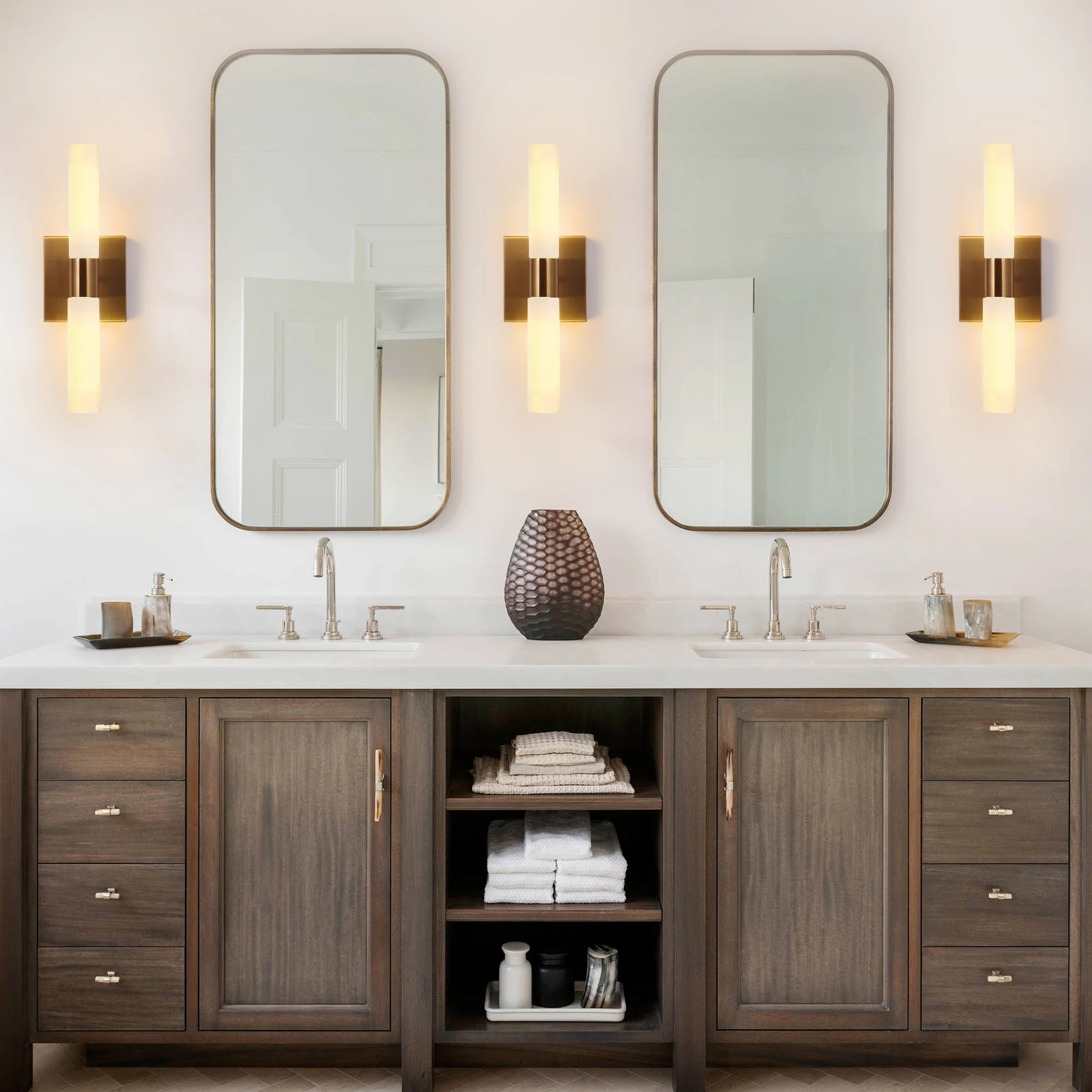 LED Wall Lamp Sconces White Glass Shade Interior Bathroom Vanity Wall Bracket Light Bar Living Room Lighting Fixture Over Mirror