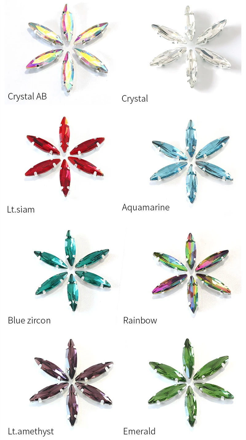 Manufacturers Shiny Crystal Sewn Rhinestone,4X15Mm 5X10Mm 7X15Mm 13X27Mm 17X32Mm 10X35Mm Horse Eye Glass Claw Diamond For Crafts