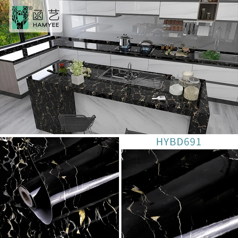 Waterproof PVC Self Adhesive Marble Decorative Wallpaper Flim For Bathroom Kitchen