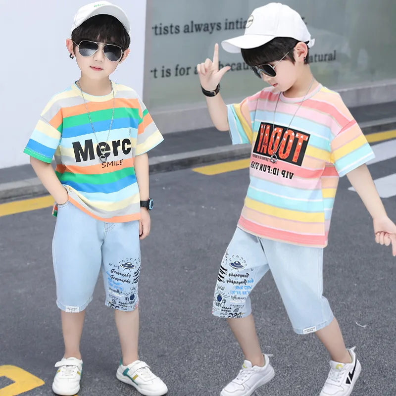 Boys Clothes Sets Summer 2022 Casual Outfits T-shirt + Pants 2 PCS Kids Boy Sport Suit Children Clothing Teen 3 6 8 9 10 Years